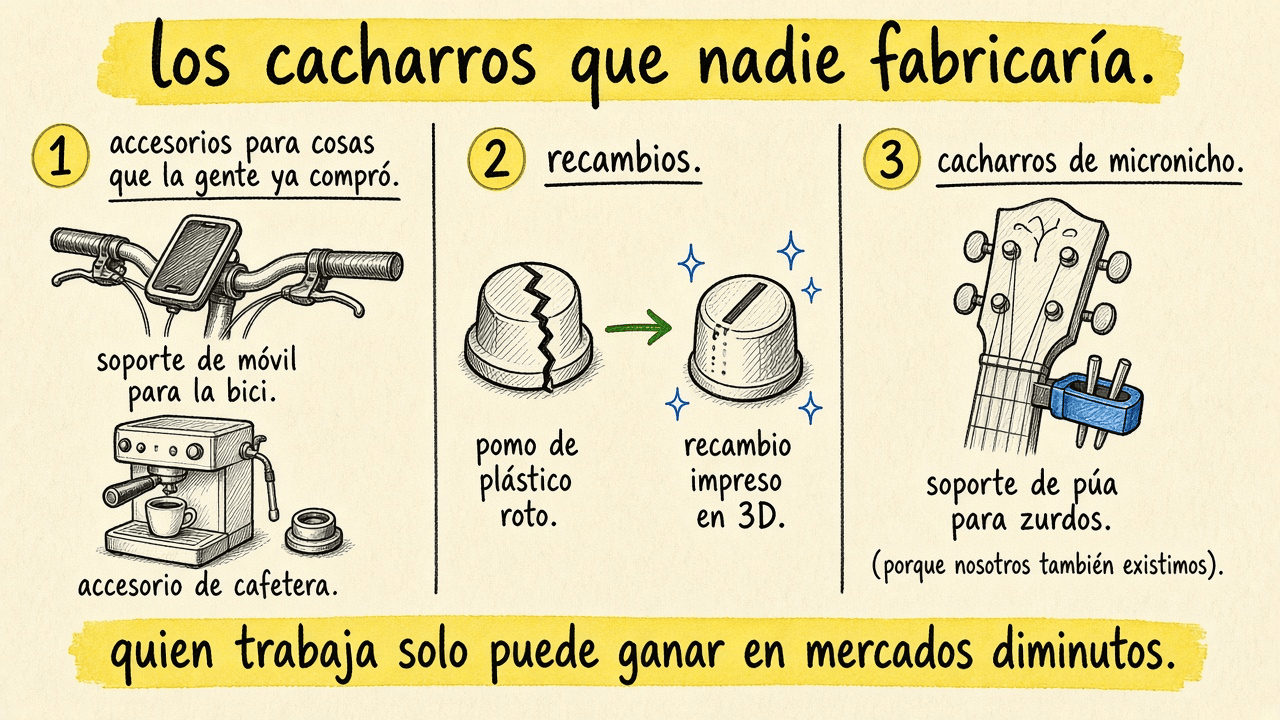 Tres sitios donde mirar: accesorios de lo que la gente ya compró, recambios y cacharros de micronicho