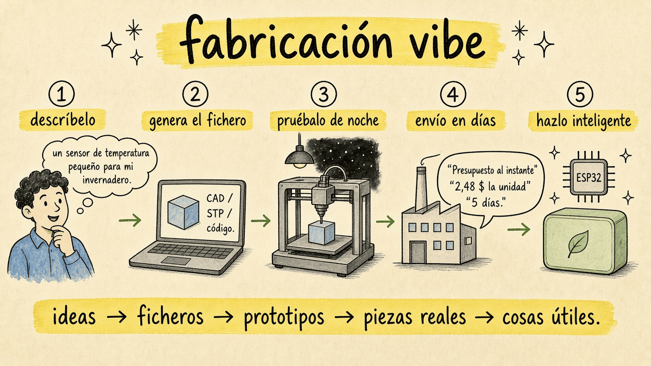De la frase al objeto útil: describirlo, generar el fichero, probarlo de noche, enviarlo en días y hacerlo inteligente con un ESP32