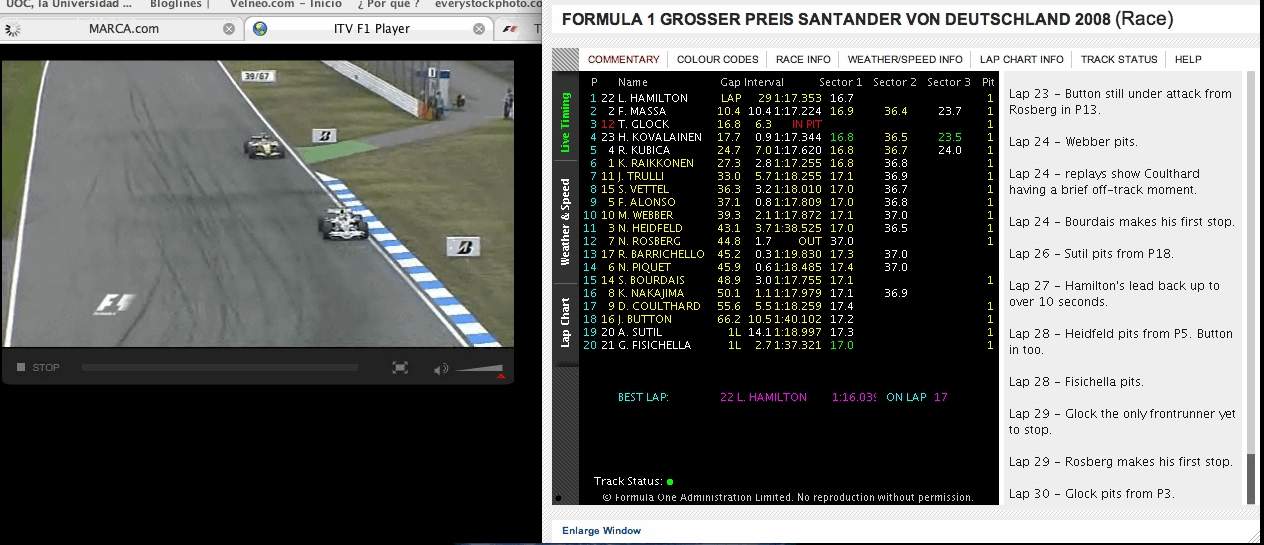 Live timing de la Fórmula 1